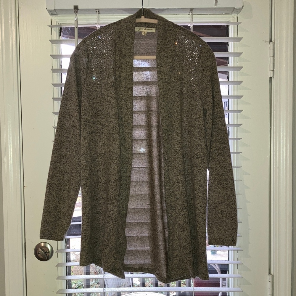 Elegant Gray Open Front Cardigan - Picture 1 of 9
